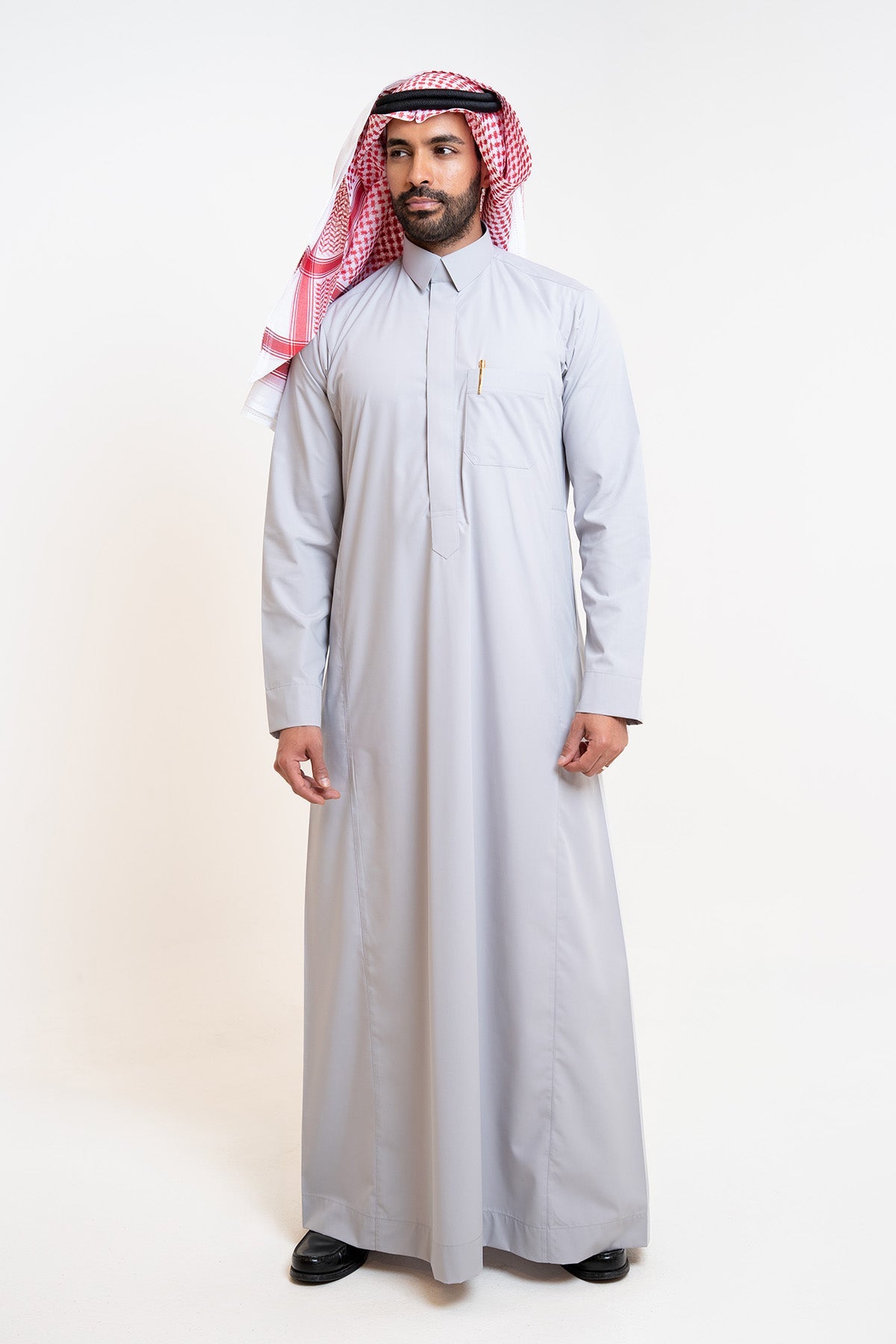 Al Shiaka Men’s Business Thobe – Qalab Collar – Gray