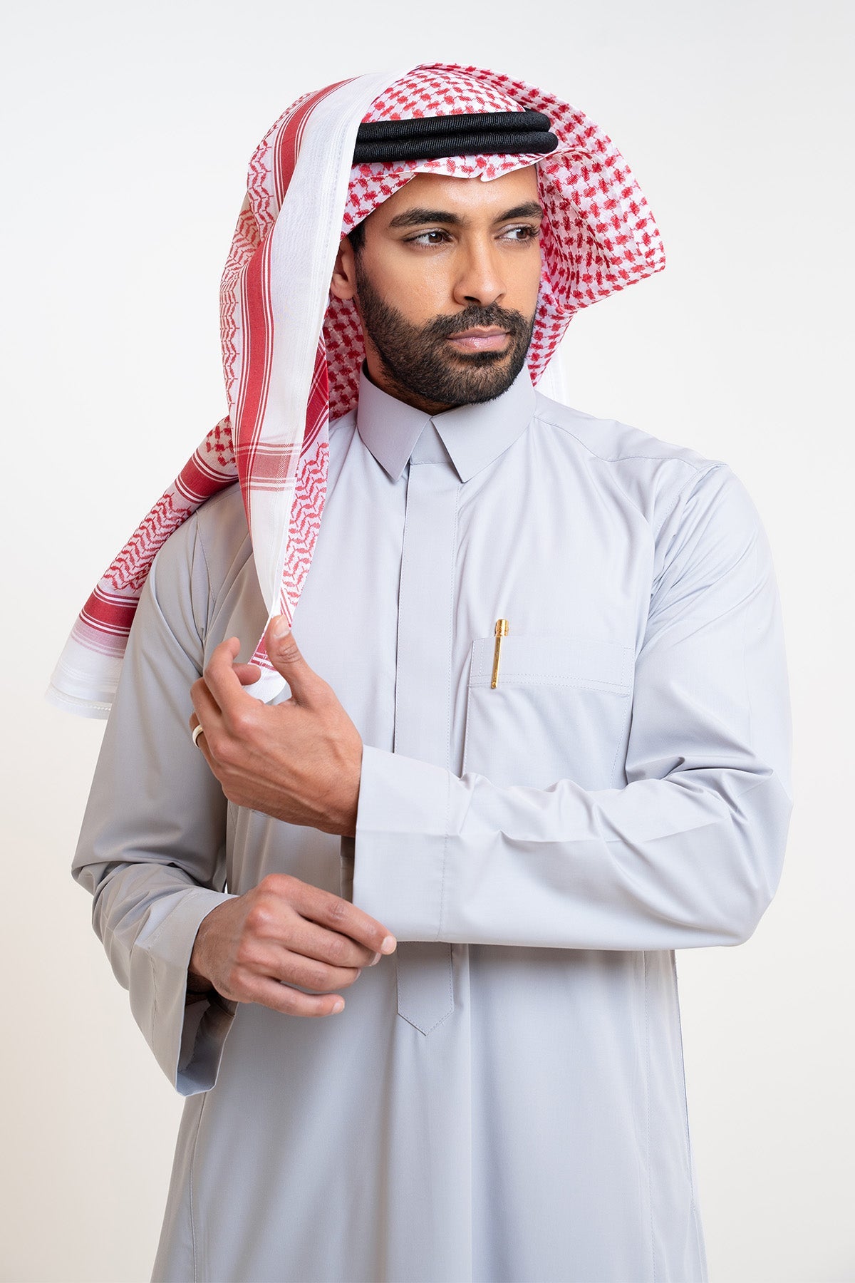 Al Shiaka Men’s Business Thobe – Qalab Collar – Gray