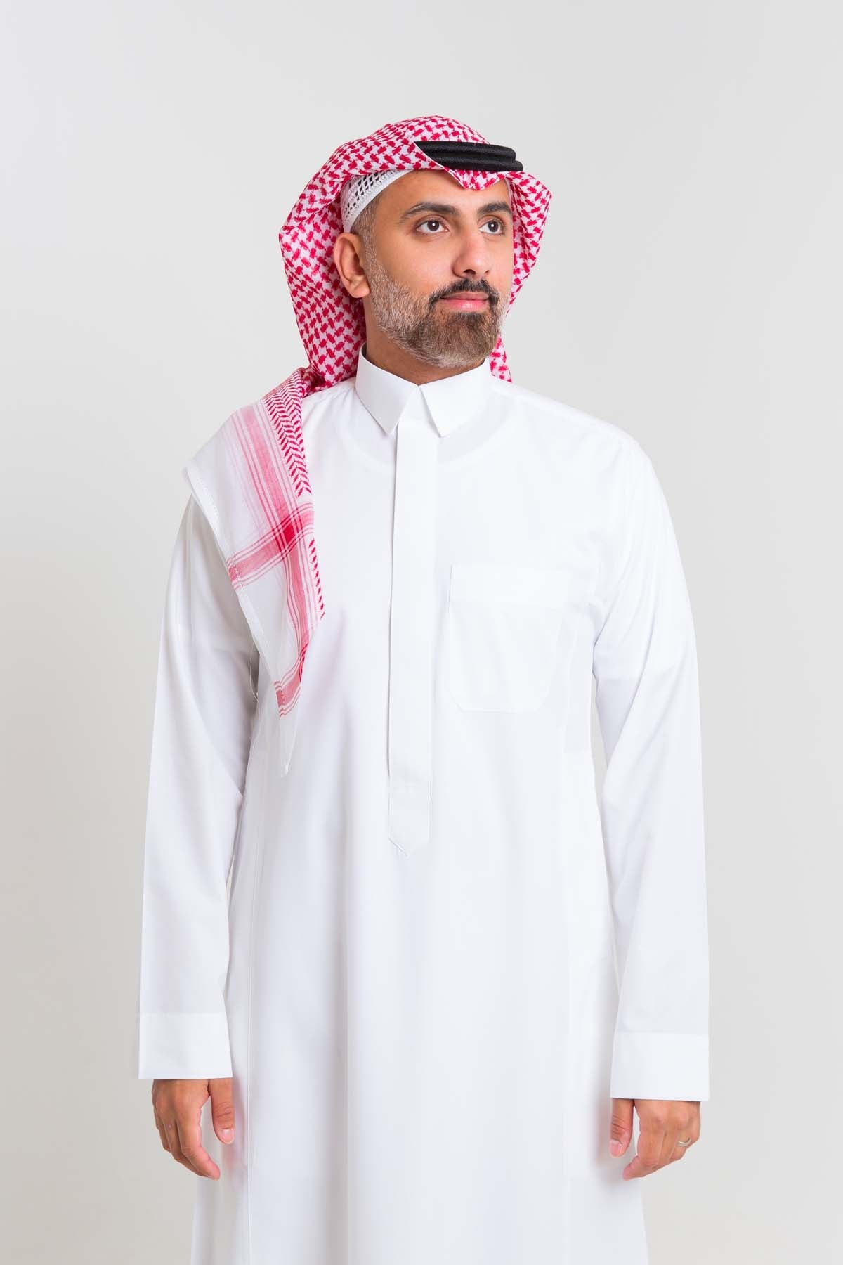 Business Prime, Thobe, White, Qalab collar, sleeves