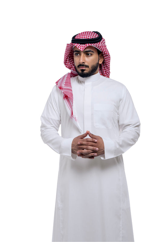 Business White Plain round collar Thobe